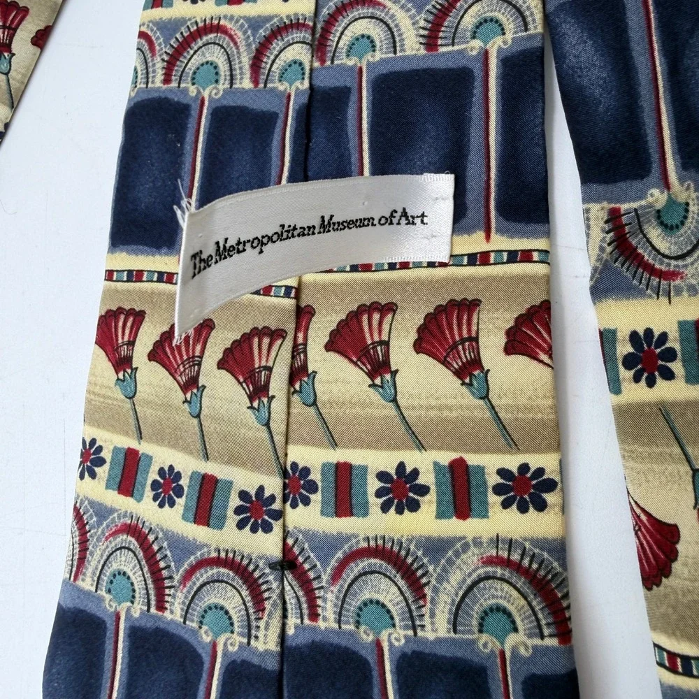 Vintage Metropolitan Museum of Art Silk Tie Mens OS Egyptian Art Deco Maximalist